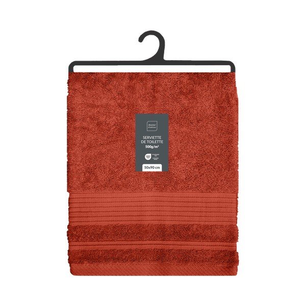 Asciugamano tipo terry color mattone in cotone 50x90 cm Tendresse – douceur d'intérieur-image-4