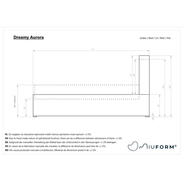 Letto singolo imbottito beige con contenitore con griglia 90x200 cm Dreamy Aurora - Miuform-image-4