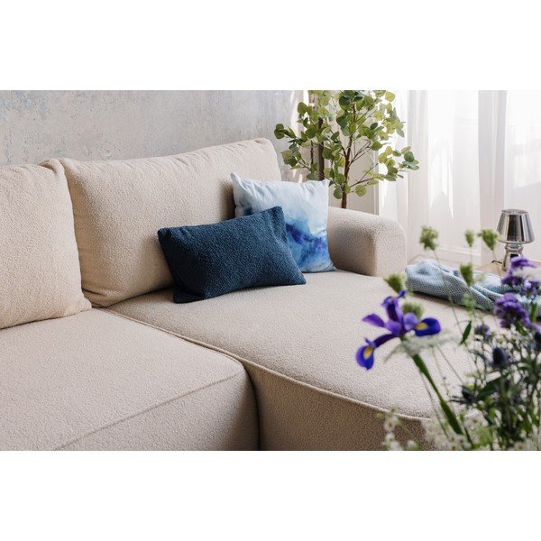Divano angolare beige allungabile (con penisola a sinistra) con rivestimento in bouclé Quinoa – Bonami Selection-image-2