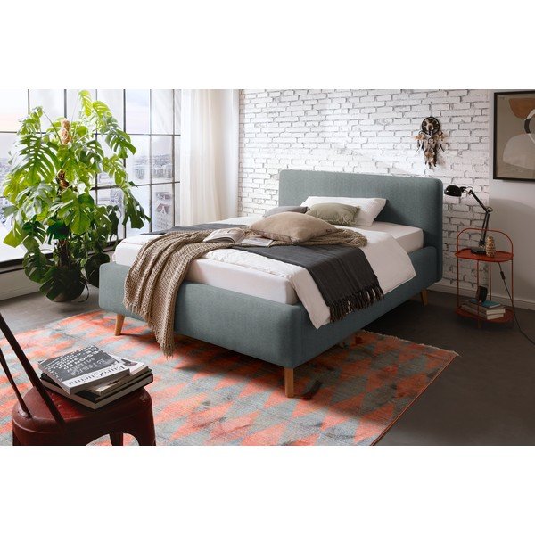 Letto matrimoniale imbottito grigio scuro con contenitore con rete inclusa 140x200 cm Mattis – Meise Möbel-image-1
