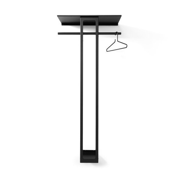 Attaccapanni da parete nero in acciaio con scaffale 70 cm Luno Large – Spinder Design-image-4