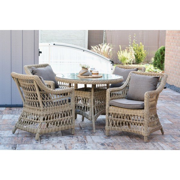 Poltrona da giardino grigio-marrone in rattan artificiale Denver - Rojaplast-image-1