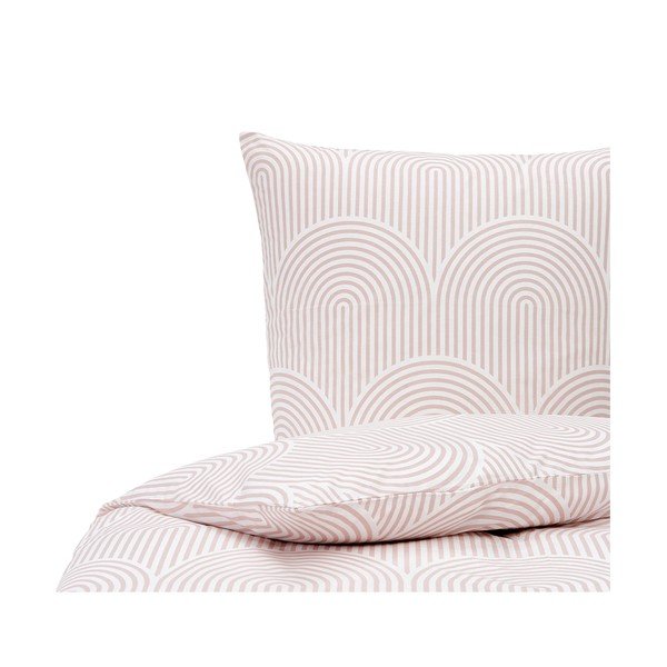 Lenzuolo singolo in cotone ranforce rosa e bianco Arcs, 155 x 220 cm - Westwing Collection-image-2