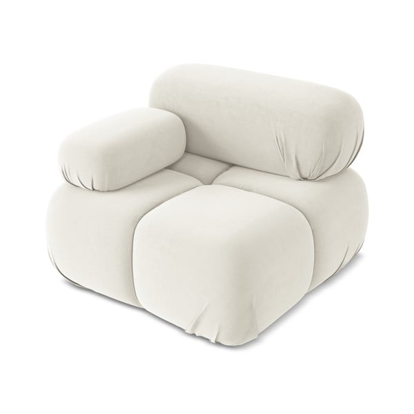 Parte divano componibile bianco (con penisola a sinistra) con rivestimento in velluto Lokua – Makamii-image-2