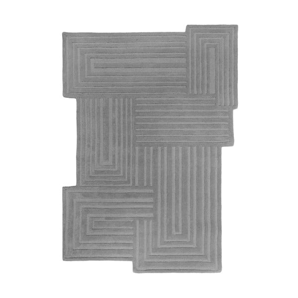 Tappeto grigio in lana tessuto a mano 120x170 cm Zen Rectangles – Flair Rugs
