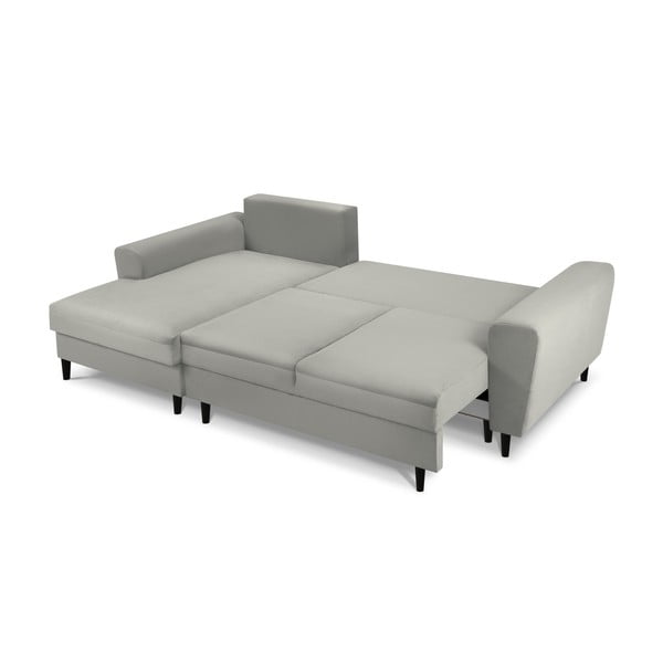 Divano angolare grigio chiaro allungabile e con contenitore (con penisola a sinistra/con chaise lounge) con rivestimento in velluto a coste Kyoto – Cosmopolitan Design-image-2