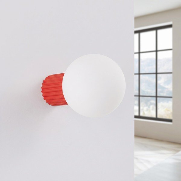 Lampada da parete rossa in vetro opale ø 12 cm Orbital – Sollux-image-2