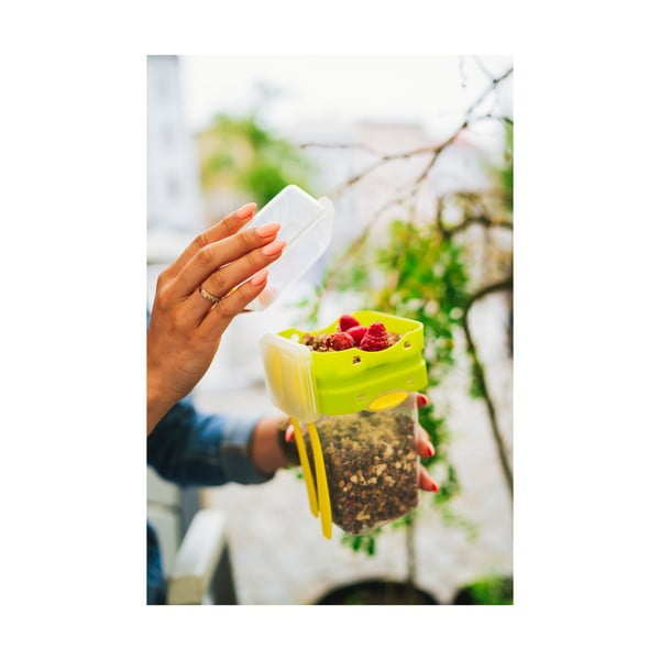 Cestino verde per pranzo e merenda con posate, , 650ml+230m Push&Push - Vialli Design-image-2