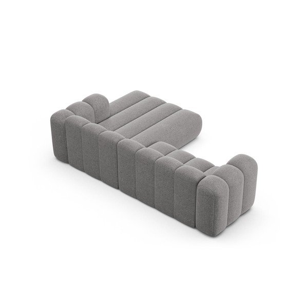 Divano angolare grigio (con penisola a destra/con chaise lounge) con rivestimento in ciniglia Lupine – Micadoni -image-3