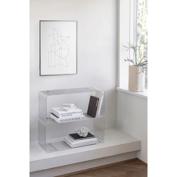 Mensola color argento lucido in metallo con ripiani multipli 70 cm Store-It – Mette Ditmer Denmark-image-1