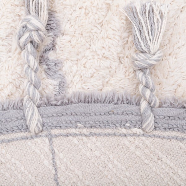 Tappeto a mano in cotone bianco e grigio, ø 120 cm Come - Nattiot-image-4