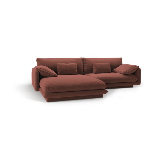 Divano angolare rosa (con penisola a sinistra/con chaise lounge) con rivestimento in velluto Torino – Micadoni -image-2