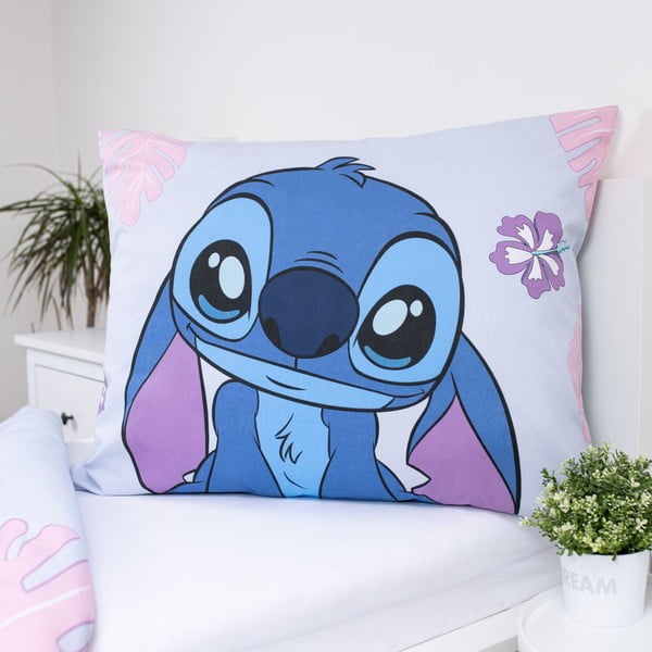 Set copripiumino e federa da bambini blu/viola in cotone per letto singolo 140x200 cm Lilo and Stitch "Cute" – Jerry Fabrics-image-3