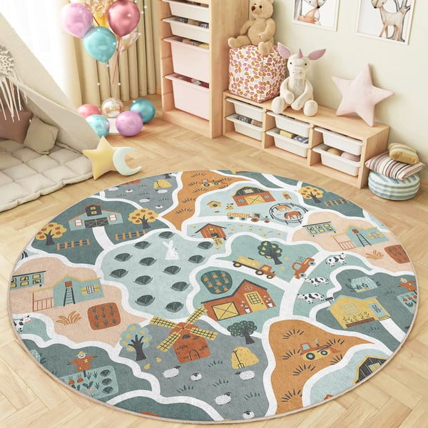 Tappeto da gioco per bambini lavabile ø80 cm Farmer's Life – Mila Home-image-1