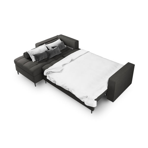 Divano letto angolare grigio scuro, angolo sinistro Santo - Milo Casa-image-4