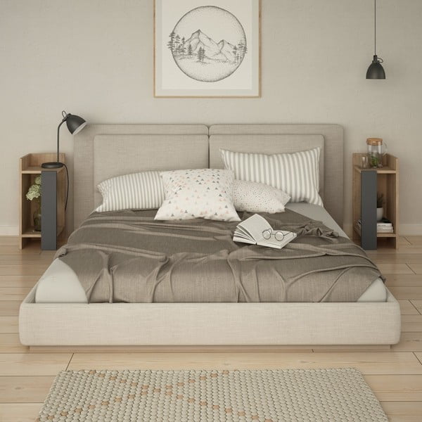 Set di 2 comodini in legno di rovere Elos - Decortie-image-2
