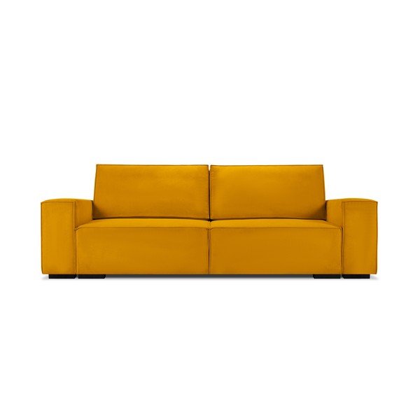 Divano letto in velluto a coste giallo Azalea - Mazzini Sofas-image-2