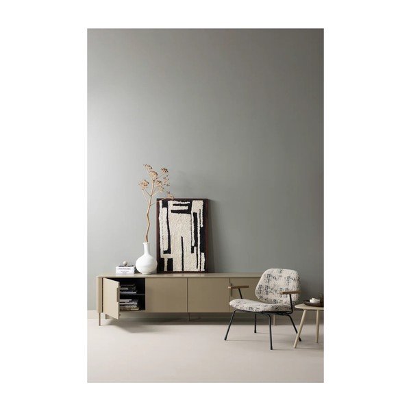 Poltrona beige con rivestimento in ciniglia Aure – WOOOD-image-2