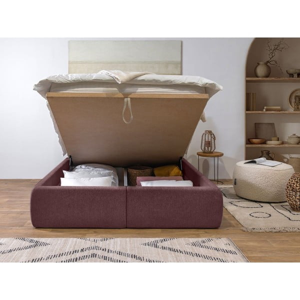 Letto matrimoniale rosa imbottito con spazio contenitivo con griglia inclusa 160x200 cm Garance – Bobochic Paris-image-3