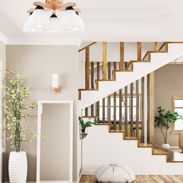 Lampada da soffitto bianca con paralume in vetro ø 16 cm Andreas - LAMKUR-image-1