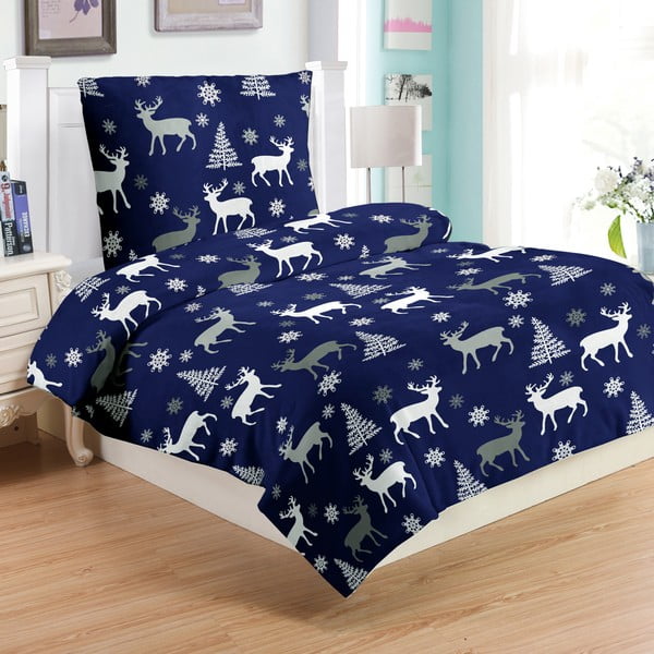 Biancheria da letto blu micro felpata , 140 x 200 cm Deer - My House