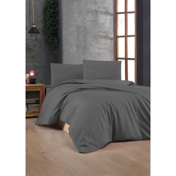 Biancheria da letto color antracite in cotone renforcé per letto singolo 140x200 cm – Mijolnir