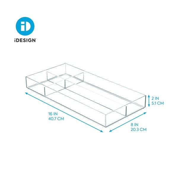 Organizer trasparente impilabile con scomparti Clarity, 40,6 x 20,3 cm - iDesign-image-1