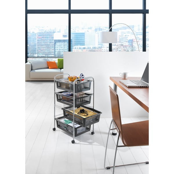 Scaffale mobile in grigio scuro-argento 46x78 cm - Metaltex-image-1