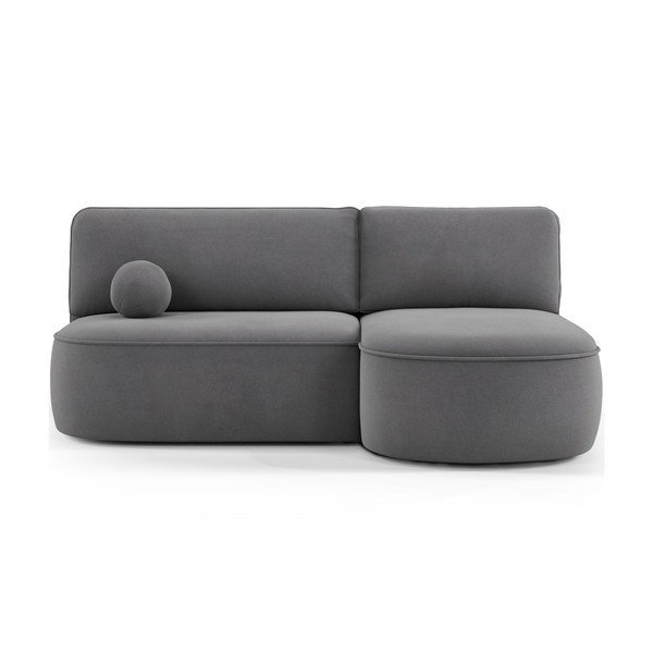 Divano angolare grigio allungabile/con contenitore (con penisola a destra/con chaise lounge) con rivestimento in velluto Livosa – ELTAP