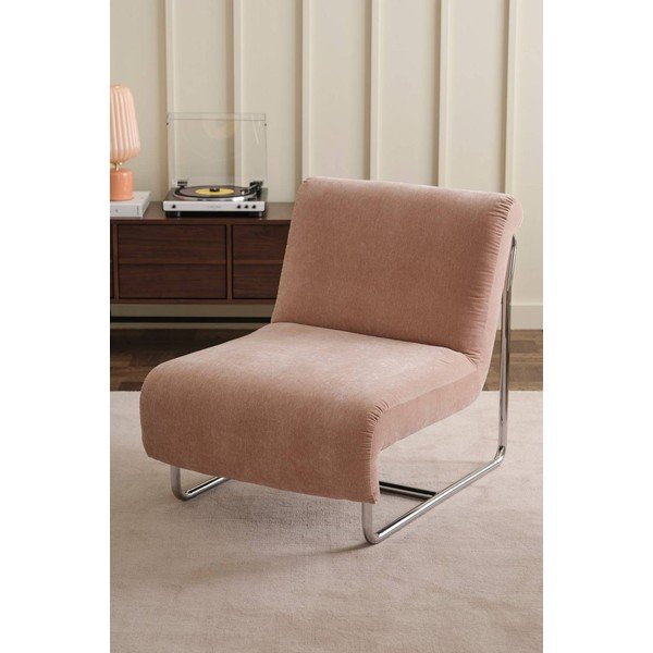 Poltrona rosa polveroso con rivestimento in ciniglia Kallina – Ellos Home-image-1