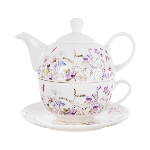 Set da tè bianco/viola in porcellana Louka – Orion