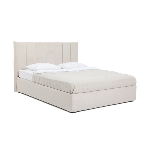 Letto matrimoniale imbottito beige con contenitore e rete inclusi 160x200 cm Thessa Bold Line – Bonami Selection