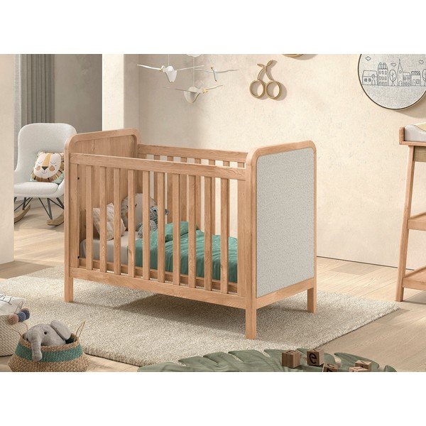 Lettino di colore naturale con altezza regolabile 60x120 cm Woods – Vipack-image-1