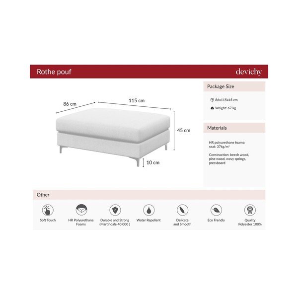 Sgabello Devichy beige chiaro Rothe - devichy-image-4