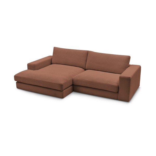 Divano angolare color terracotta (penisola a sinistra/chaise lounge) con rivestimento in velluto a coste Leonard – Bobochic Paris-image-3