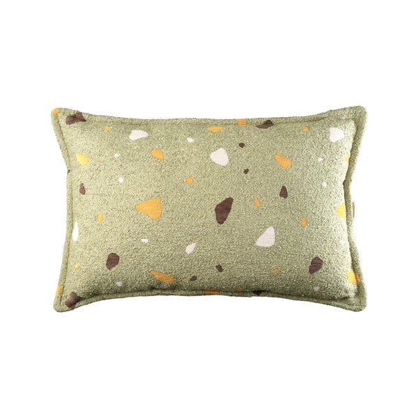 Cuscino per divano da bambini verde con rivestimento in bouclé e ciniglia Terrazzo Bolster – Wigiwama