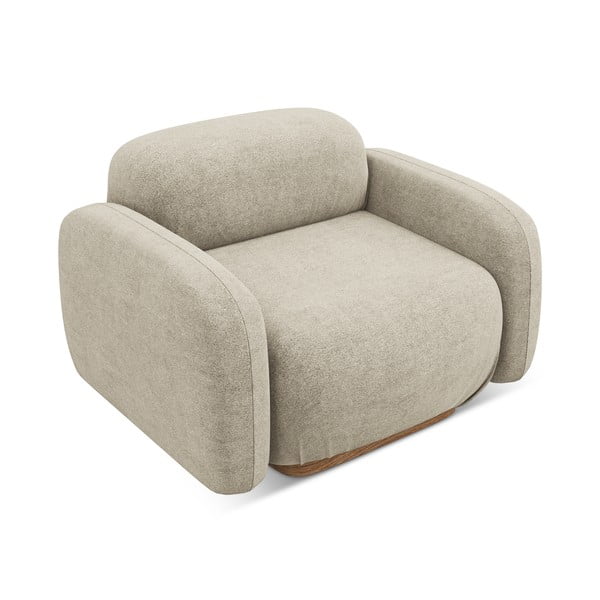 Parte divano componibile beige con rivestimento in bouclé Ailani – Makamii-image-2