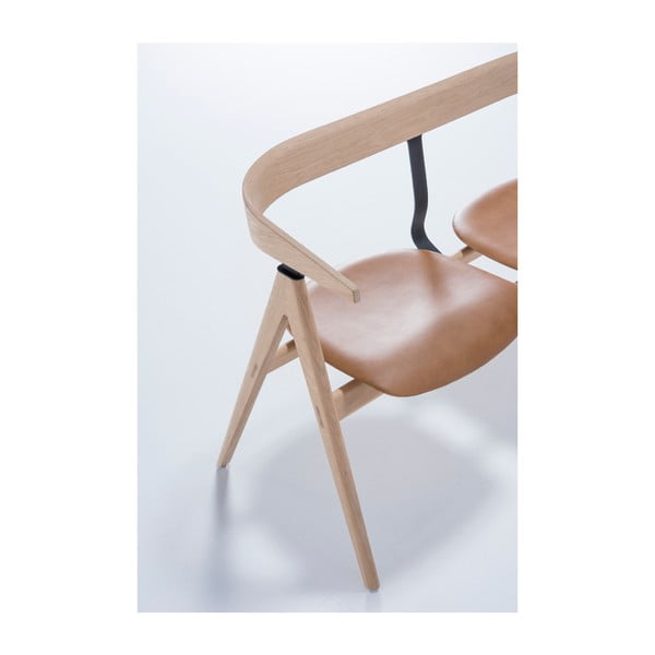 Panca in legno di quercia con seduta in pelle Ava - Gazzda-image-4