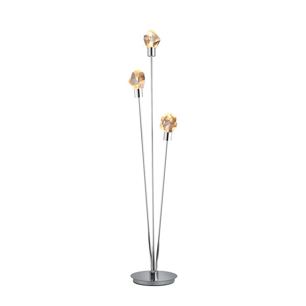 Lampada da terra LED argentata con paralume in vetro (altezza totale 150 cm) Verano – Trio Select-image-1