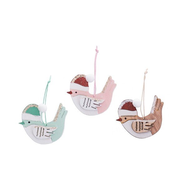Decorazioni per albero di natale in set in legno 6 pz 8 cm Birds – Casa Selección