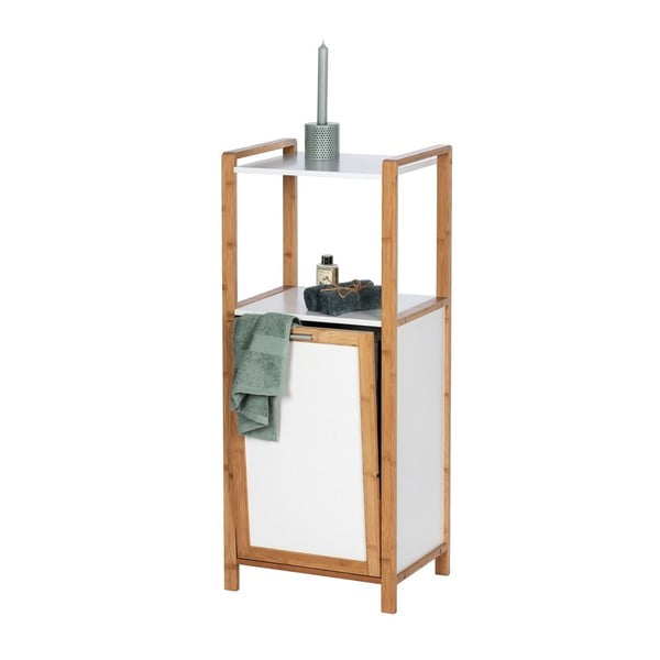 Mensola da bagno in bambù di colore bianco-naturale 40x95 cm Finja - Wenko-image-4