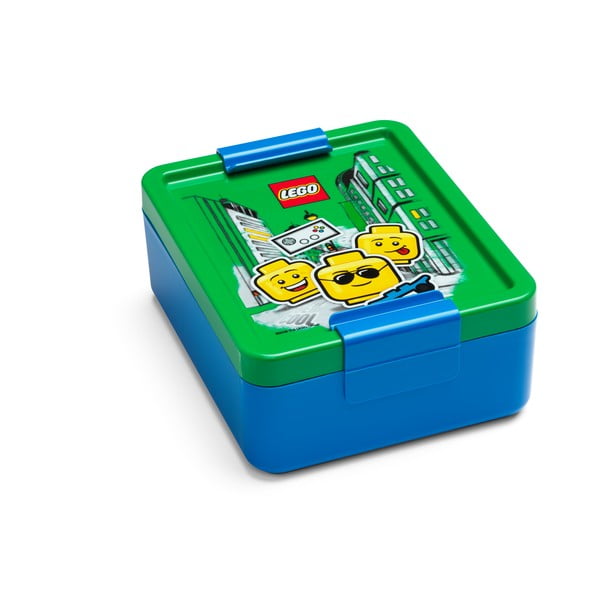 Scatola per snack blu con coperchio verde Iconic - LEGO®