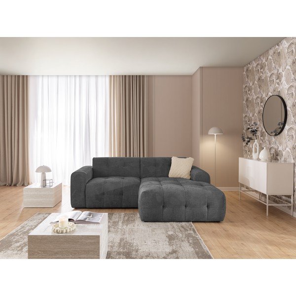 Divano angolare grigio scuro (con penisola a destra/con chaise lounge) Melva – Ropez-image-2