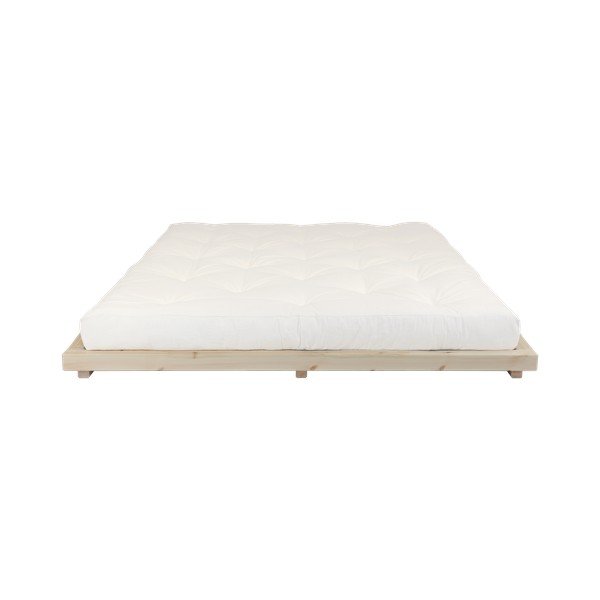 Letto matrimoniale in legno di pino con materasso Double Latex Natural Clear/Natural, 180 x 200 cm Dock - Karup Design