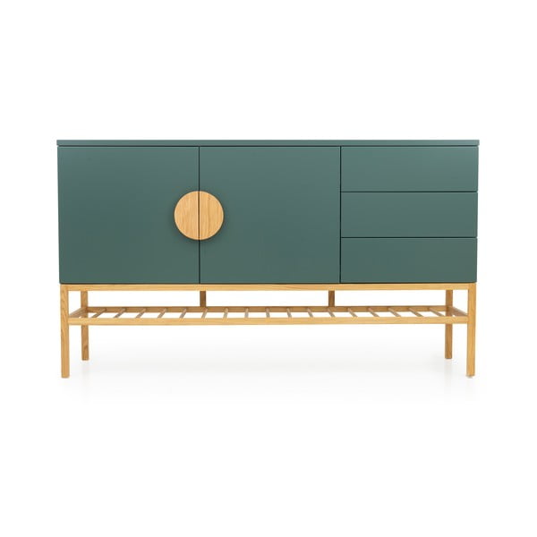 Credenza verde con gambe in legno di quercia Scoop - Tenzo