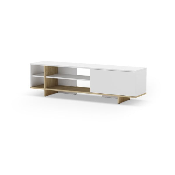 Tavolo TV bianco in rovere 160x44 cm Cequoia - Marckeric-image-2