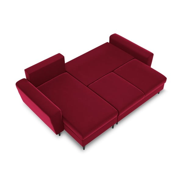 Divano angolare rosso allungabile e con contenitore con rivestimento in velluto Kyoto – Cosmopolitan Design-image-1