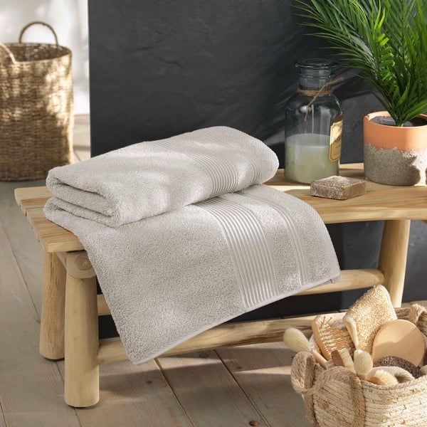 Asciugamano tipo terry beige in cotone 90x150 cm Tendresse – douceur d'intérieur-image-1