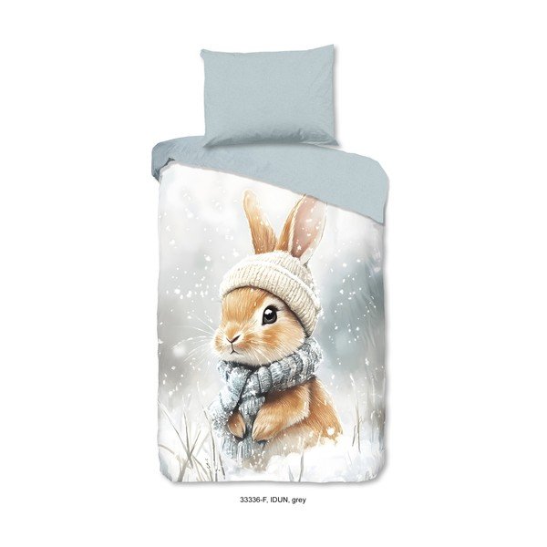 Set copripiumino e federa da bambini bianco/color salvia in flanella per letto singolo 140x200 cm Idun – Good Morning