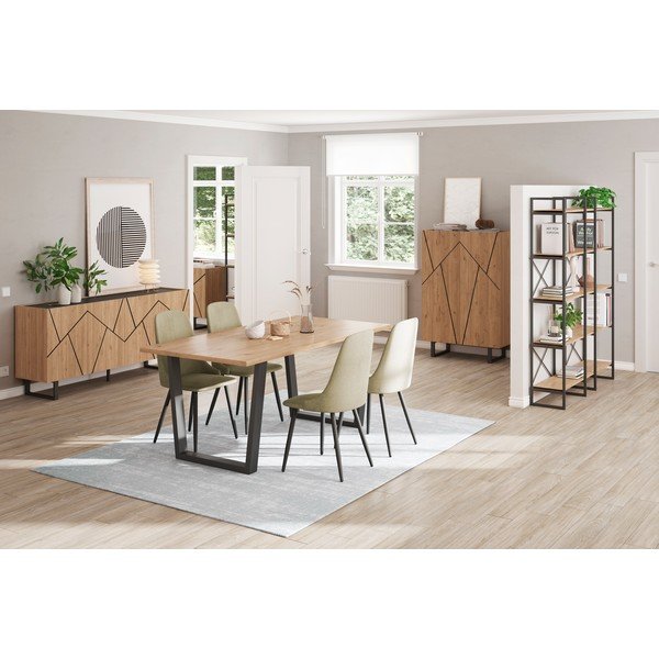 Cassettiera bassa in rovere nero/naturale 180x80 cm Milena - Marckeric-image-1